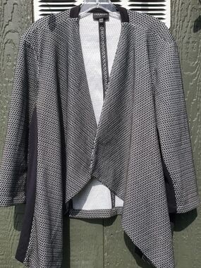 Lane Bryant Plus Size 22/24 Draped Cardigan Open Front Jacket Black White XL